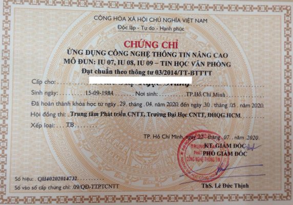 thi chứng chỉ tin học nâng cao ở đâu tại tphcm