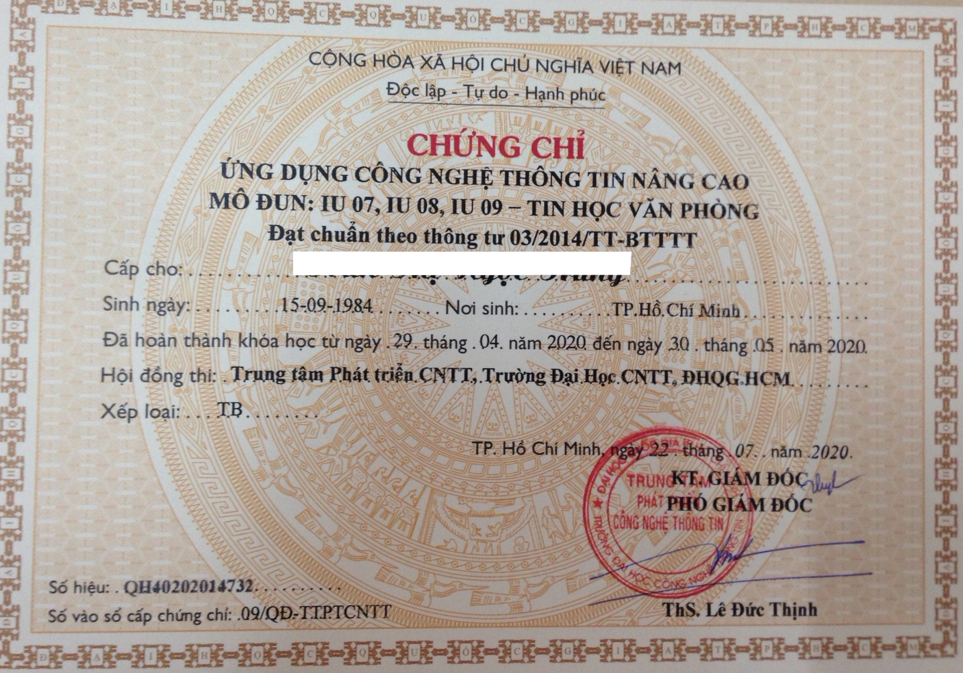 THI CHỨNG CHỈ TIN HỌC NÂNG CAO TẠI GÒ VẤP, TPHCM