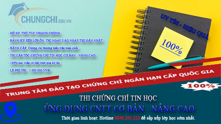 Lịch thi chứng chỉ ứng dụng CNTT cơ bản - nâng cao tại Tphcm